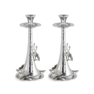 Michael Aram white orchid Silver Candle Holders